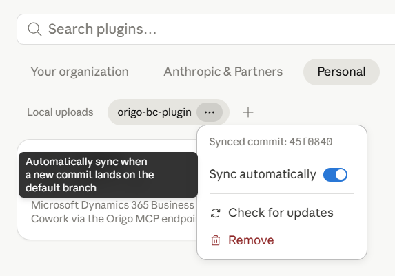 Origo bc plugin — Install hnappur og 6 skills